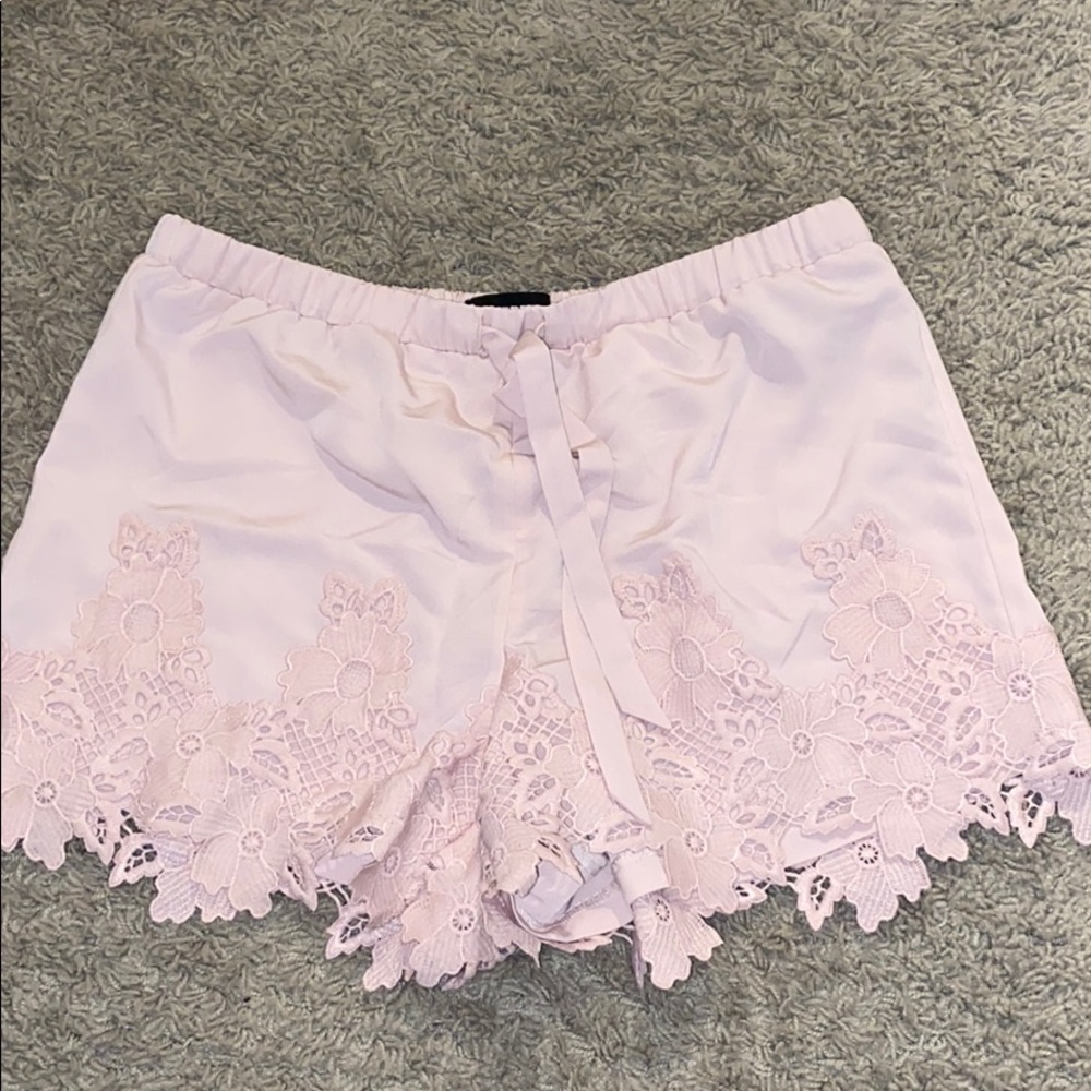 Pink shorts with lace bottom